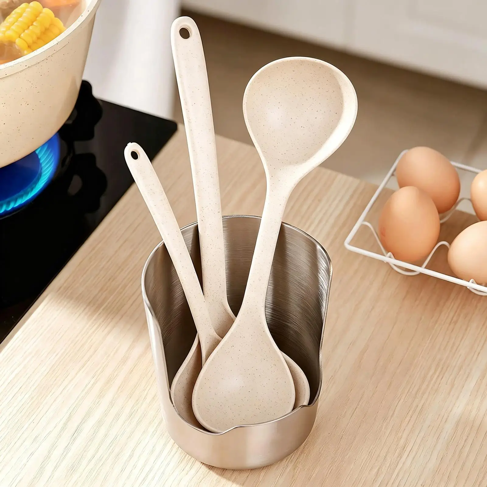 Stable Stainless Steel Spoon Holder Easy To Clean Heat-Resistant Soup Spoon Rack Stainless Steel Spatula Holder Dinning Table