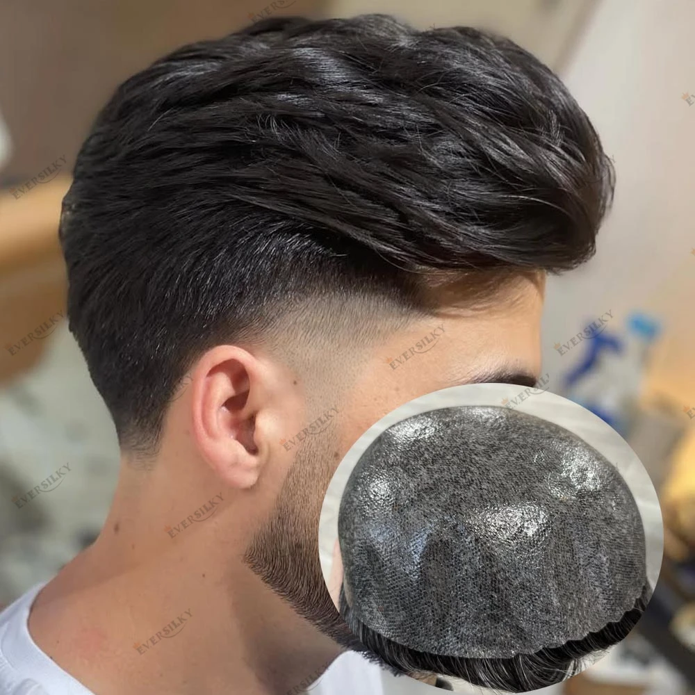 

Натуральная линия волос, тонкие полисиликоновые человеческие волосы, парик для выпадения волос, мужские человеческие волосы, гребешок, передняя линия, супер натуральный дешевый парик