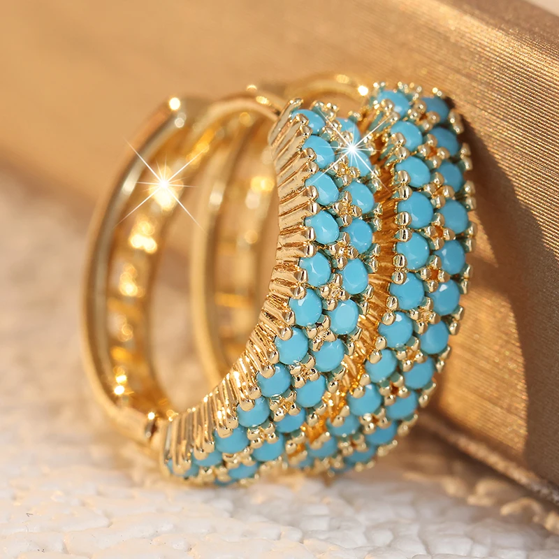 Exquisite and Elegant Double-row Retro Synthetic Turquoise Earrings, Classic Women's Jewelry,  Holiday Jewelry Accessories