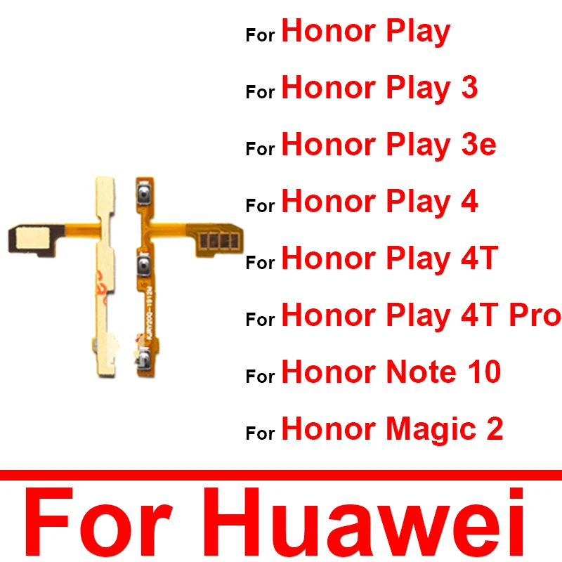 Volume Power Button Flex Cable For Huawei Honor Play 3 3e 4T Pro Note 8 10 Magic 2 Side Keys Butoons Flex Ribbon Replacement 