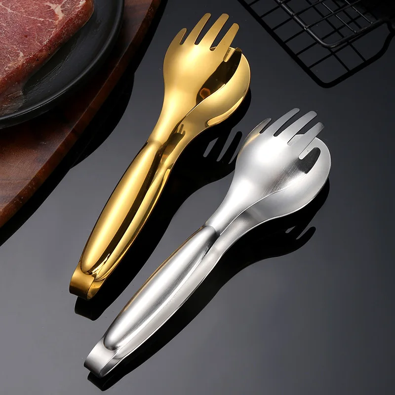 

Stainless Steel Food Tongs Meat Salad Bread Serving Tongs For Barbecue Kitchen Accessories Non-Slip BBQ Clip Cooking Tools New