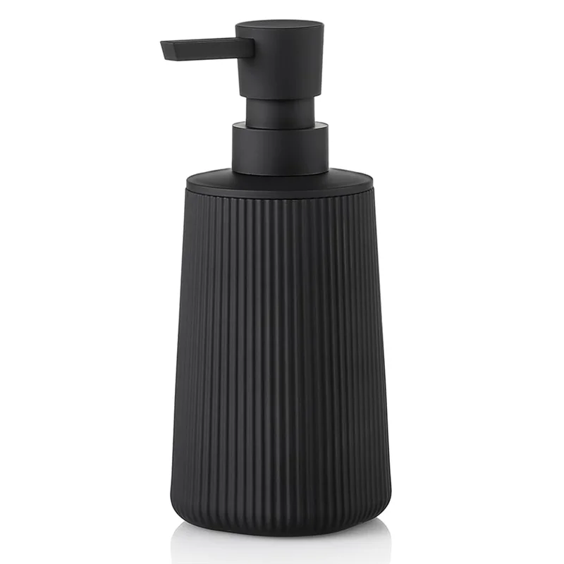 

A26F-Modern Farmhouse Striped Style Plastic Soap Dispenser Small For Bathroom And Kitchen Hand Soap Dish Soap Dispenser