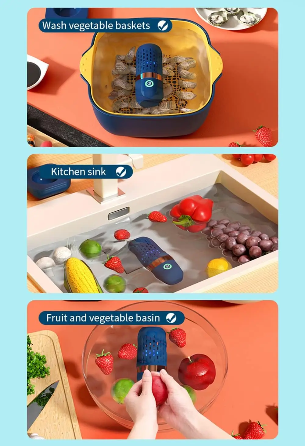 Fruit And Vegetable Washing Machine, Aqua Pure Fruit Cleaner Device, Fruit Purifier With OH-ion Purification Technology 250min