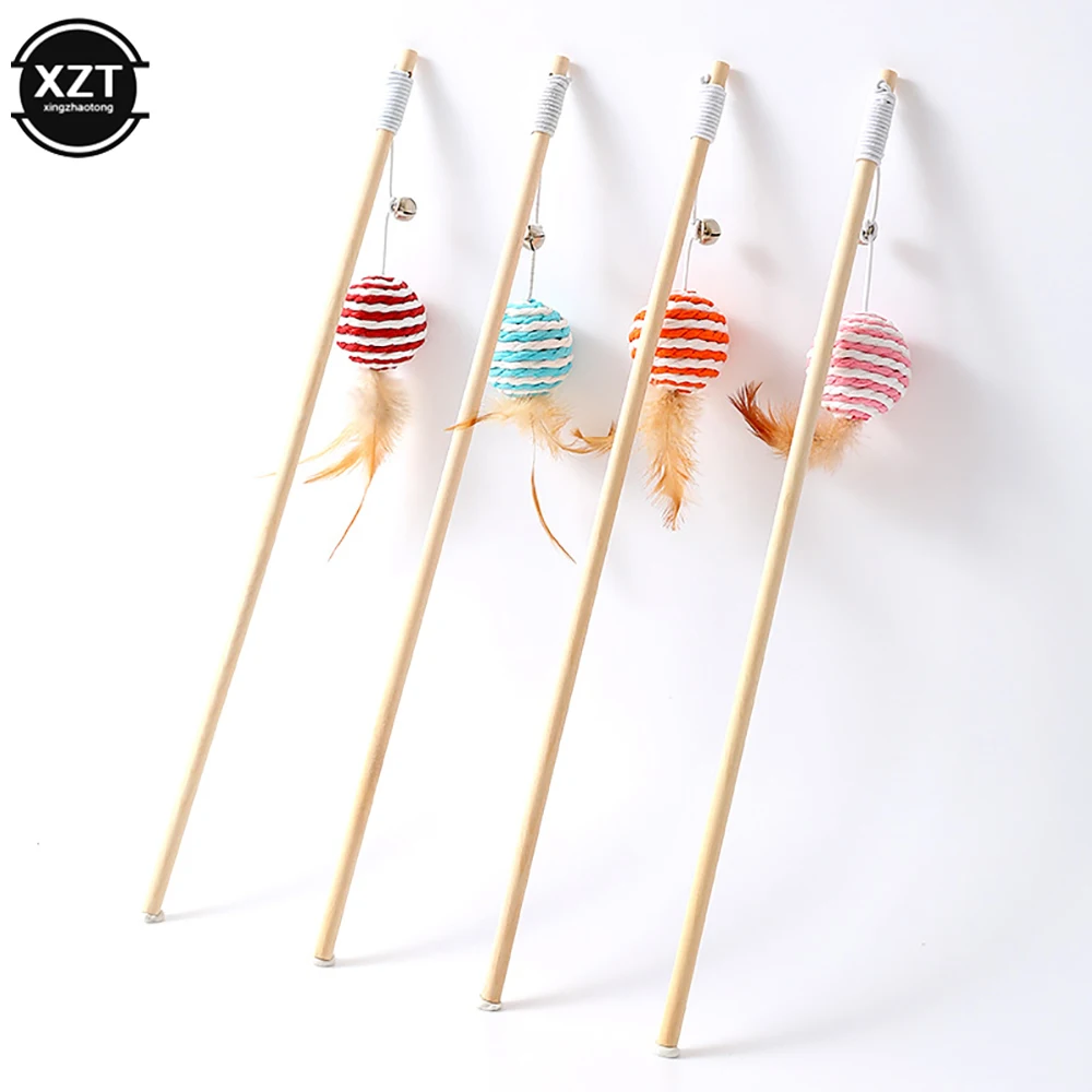 

1pc Pet Cat Interactive Stick Feather Cat Stick Teaser Feather Toy Kitten Funny Colorful Rod Cat Wand Toys Wood Pet Cat Supplies
