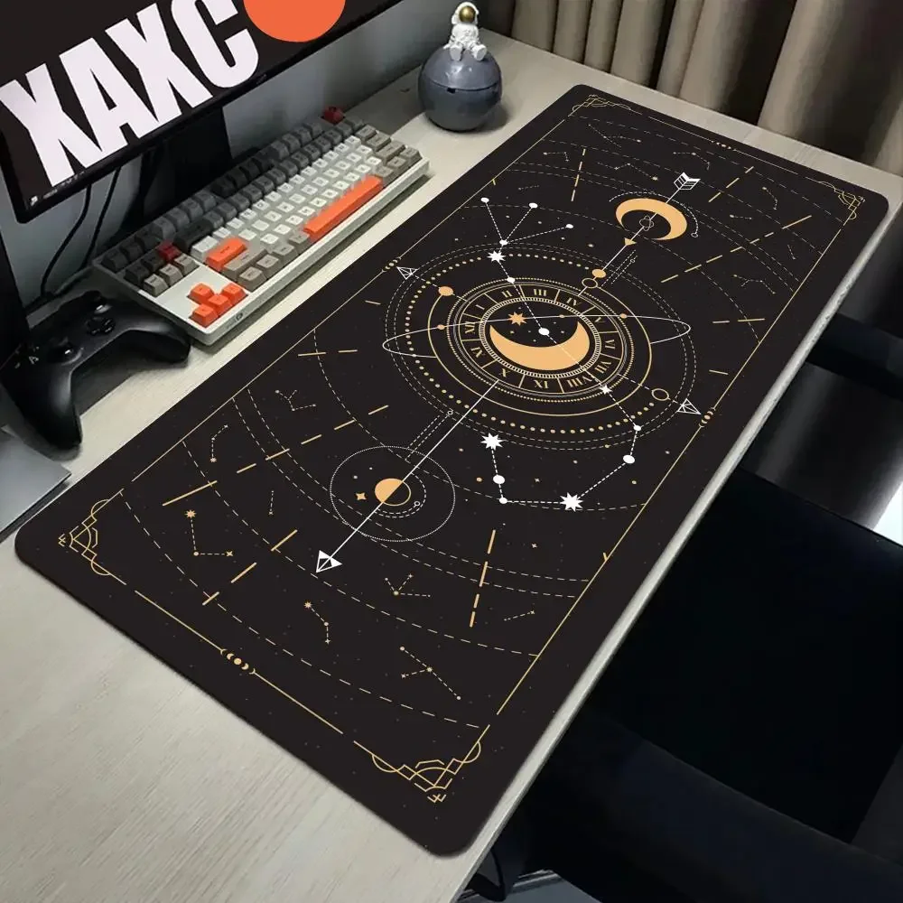 Tarot Card Desk Mat Mystery Constellations Gaming Mouse Pad Black Large Mousepad Cute Kawaii Keyboard Accessories Office Deskpad