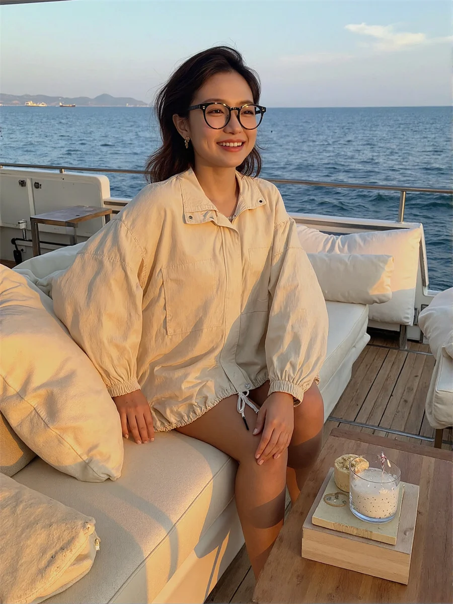 เสื้อคลุมอนาร์ก Y2K ลายพิมพ์สำหรับผู้หญิง ฤดูหนาว ผ้าเนื้อนุ่ม สวมใส่สบาย ปกพับได้ แบบสองด้าน เหมาะสำหรับใส่ในช่วงกลางฤดู