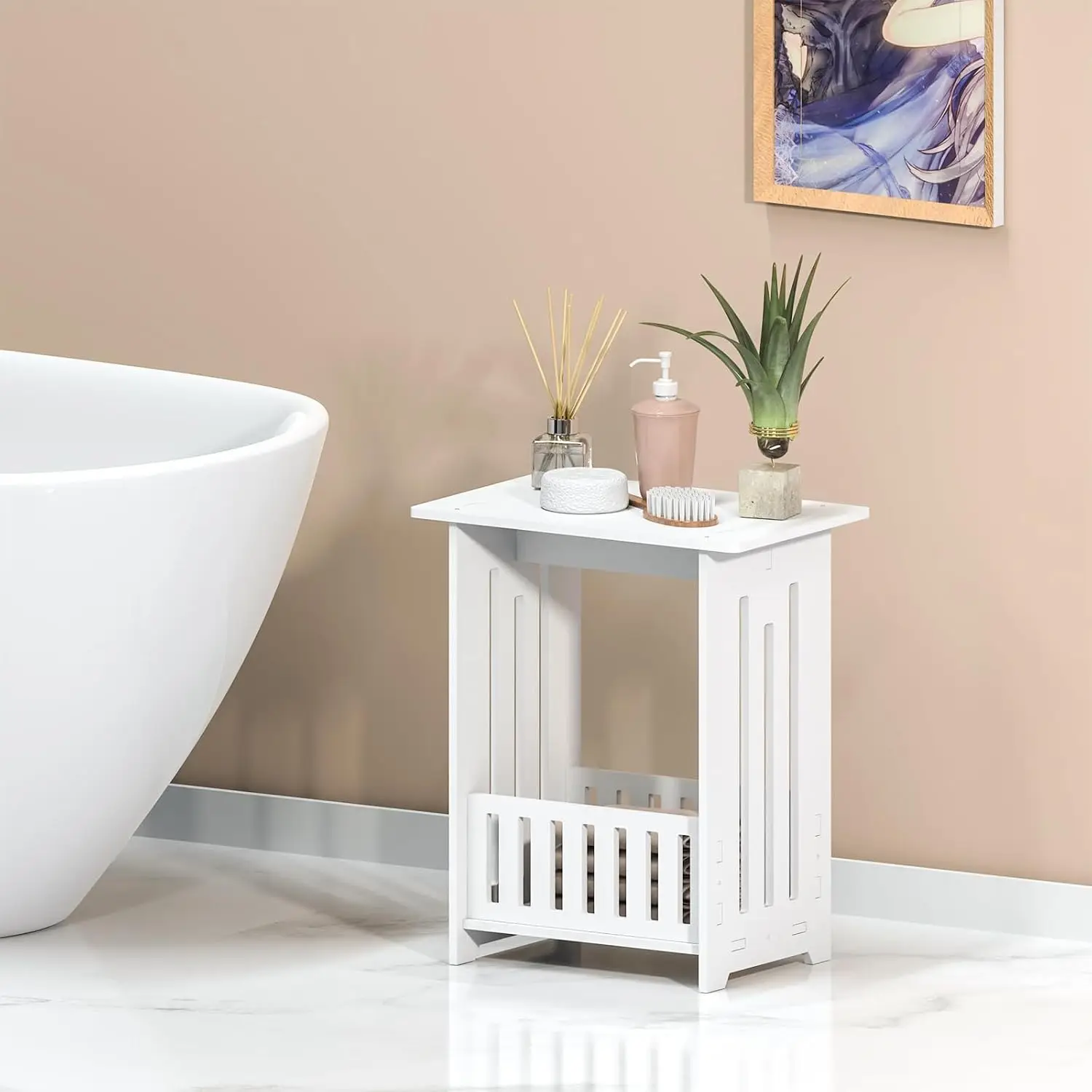 Bedside Table with Storage, Small Side Table Side Nightstand Cabinet, End Table for Living Room and Bedroom Bathroom