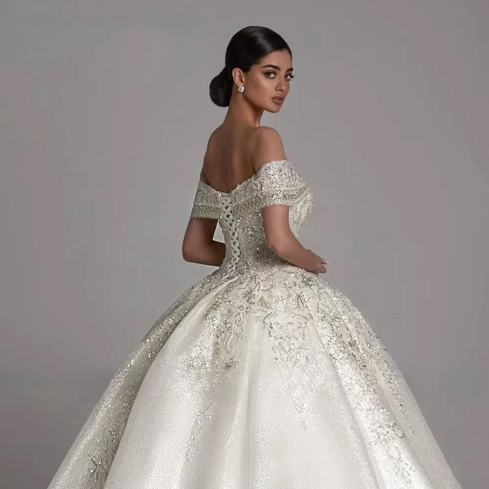 Customized Modern Sweetheart Wedding Dresses For Woman Bridal A-LINE Beaded Bow Lace Appliques Vestidos Bridal Gown