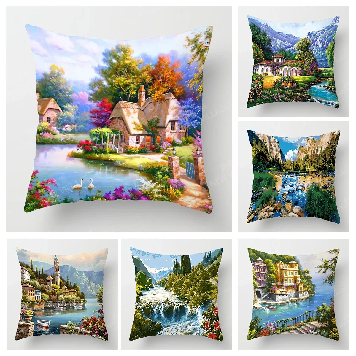 

Home living room decoration cushion covers Vintage oil painting style throw pillow cover45*45 pillowcase 40x40cm 50x50 45x45