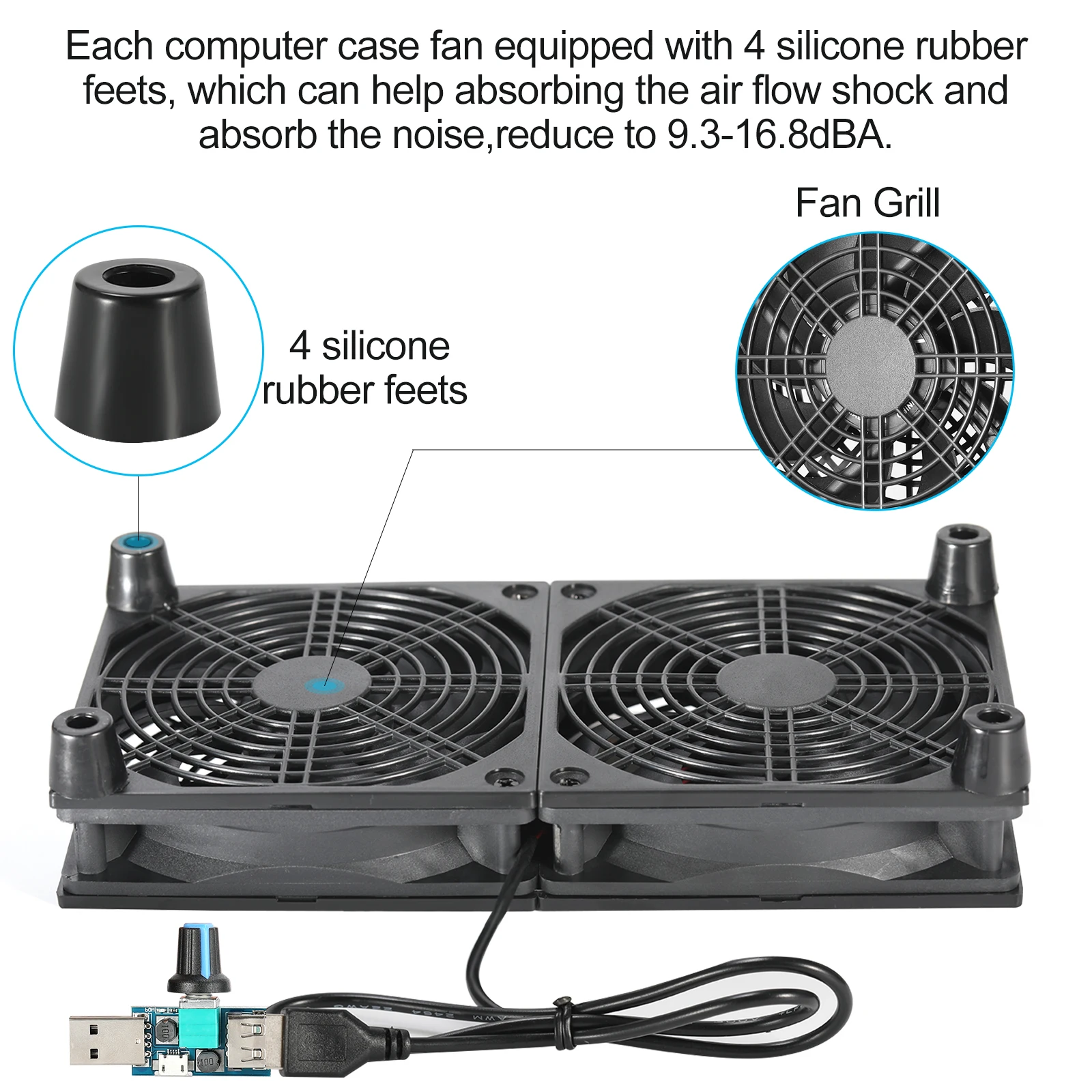 Router Cooling Fan DIY PC Cooler TV Box Wireless Silent Quiet DC 5V USB Power 120mm 240mm Fan 12CM W/Screws Protective Net