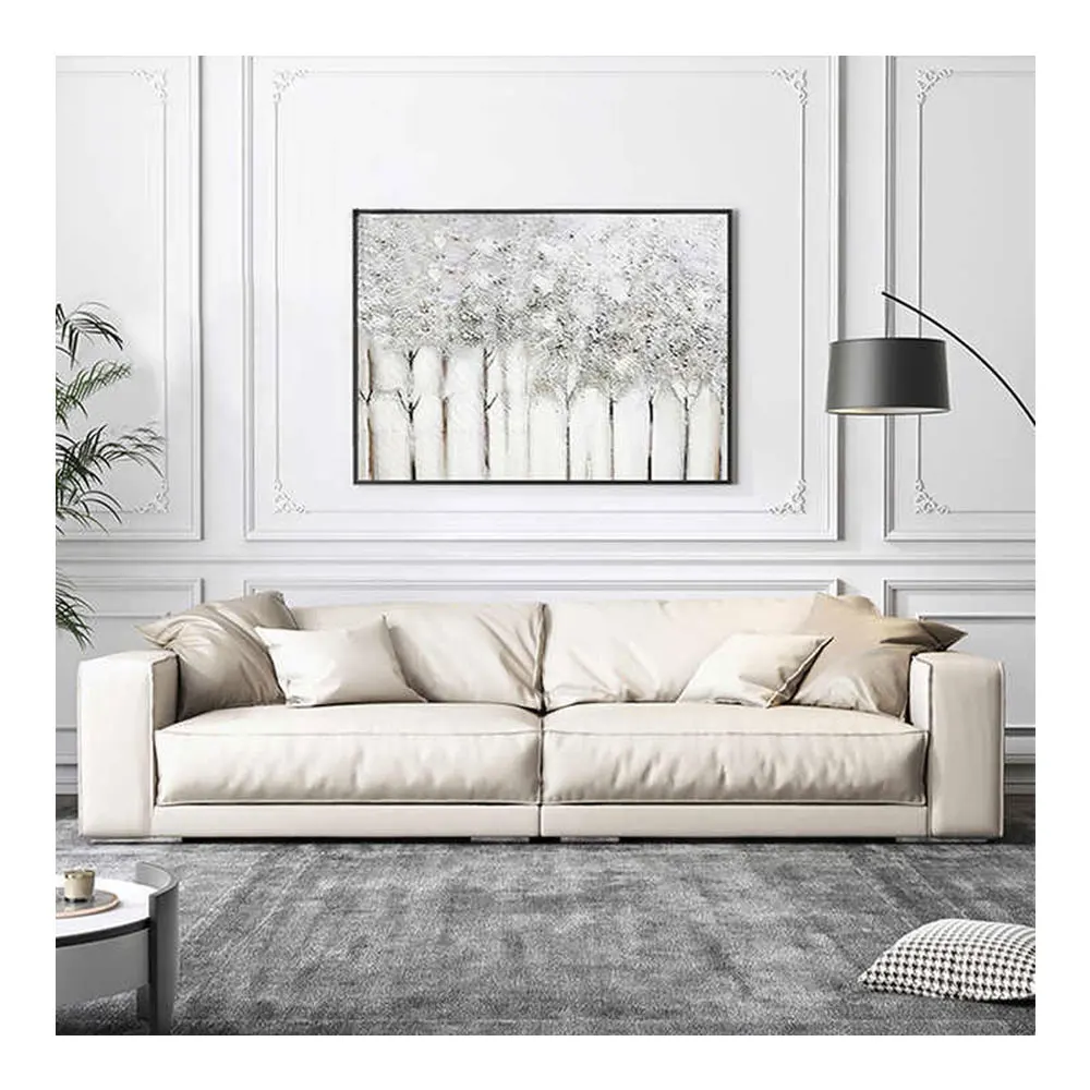 

Italian Luxury Leather Living Room Sofas Modern Minimalist Latex Three-seat Corner Sofa Combination