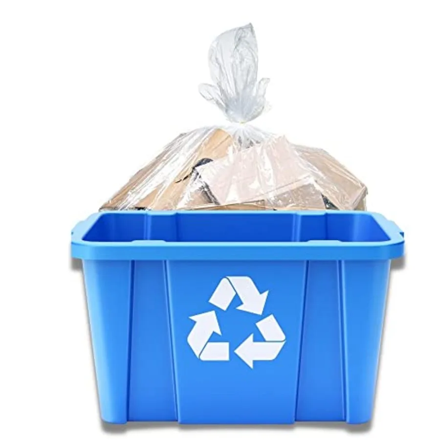 

14 Gallon Clear Recycling Trash Bags │ 1.2 Mil Garbage Can Liners │ 21"x16"x27'' 200 Count R14121CL