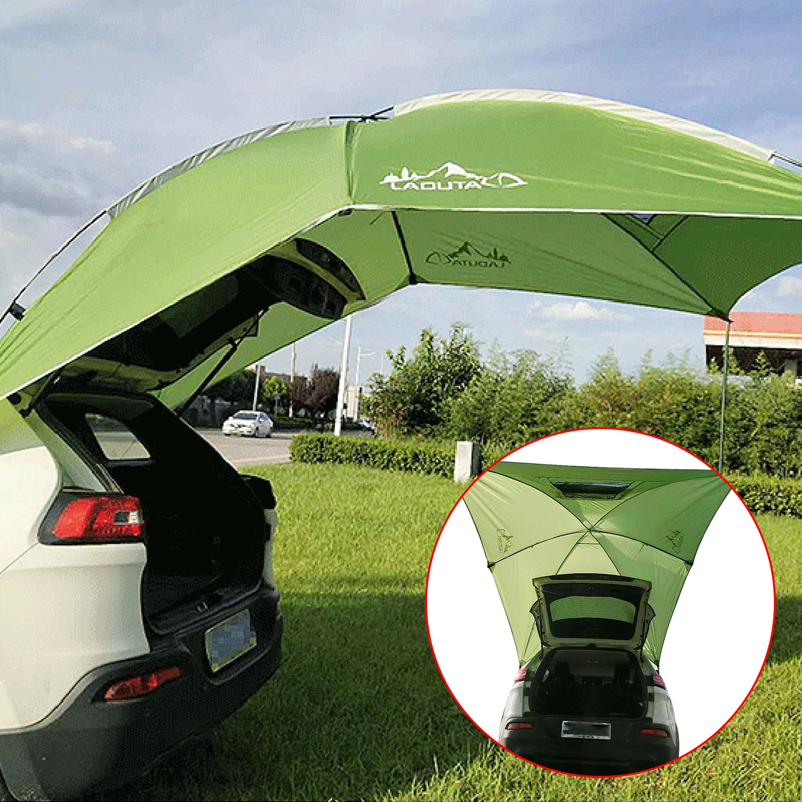 Tailgate Shade Awning Tent with Storage Bag, Waterproof Car Tail Tent for Camping and Picnics