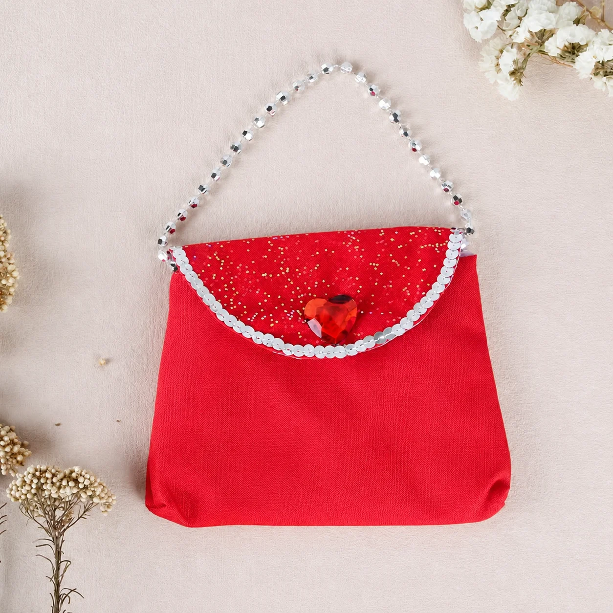 Small Handheld Handbag Flip Top Flip Coin Purse Beaded Handbag Unisex Princess Purse For Travel Children School