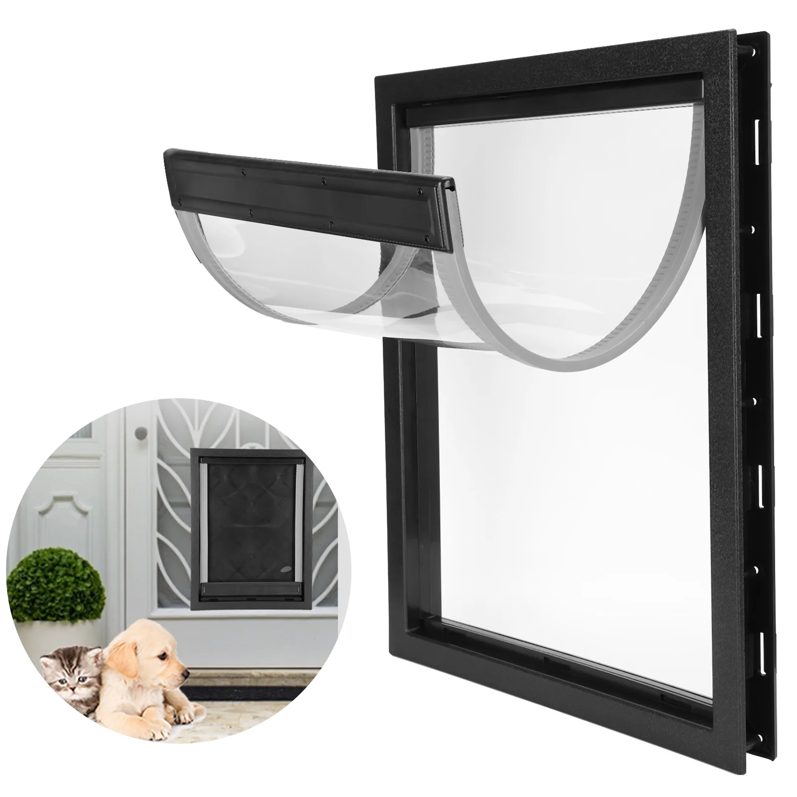 Plastic Pet Large Middlesized Dog Removable Installation Door Supply Builtin Magnet
