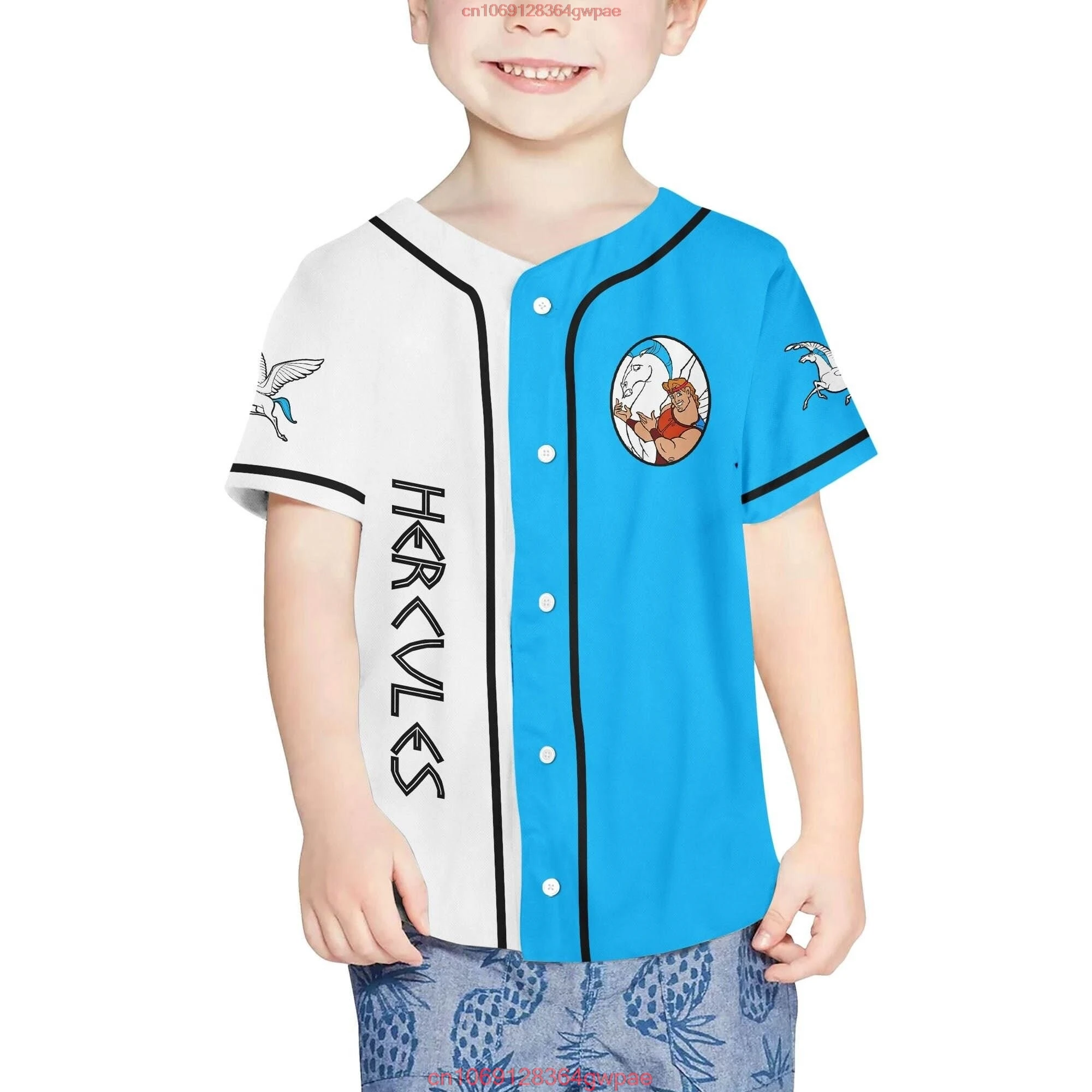 2023 New Baseball Jersey Disney Parks Hercules Baseball Jersey 3D Printed Mesh Casual Men\'s Women\'sand Children\'s Baseball Shirt