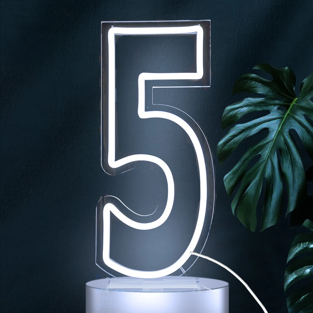 

30 Inches Large LED Neon Number 5 Sign Dimmable 76cm Numbers Night Light for Birthday Party Wedding Anniversary Event Wall Decor