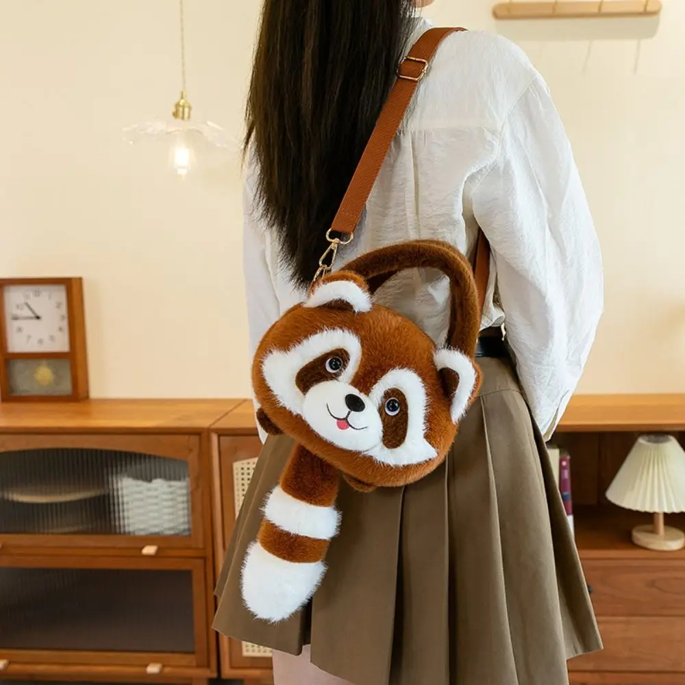 Sac à dos décontracté en fourrure de raton laveur en peluche, animaux de dessin animé doux, sac Kawaii créatif, sac initié par les étudiants