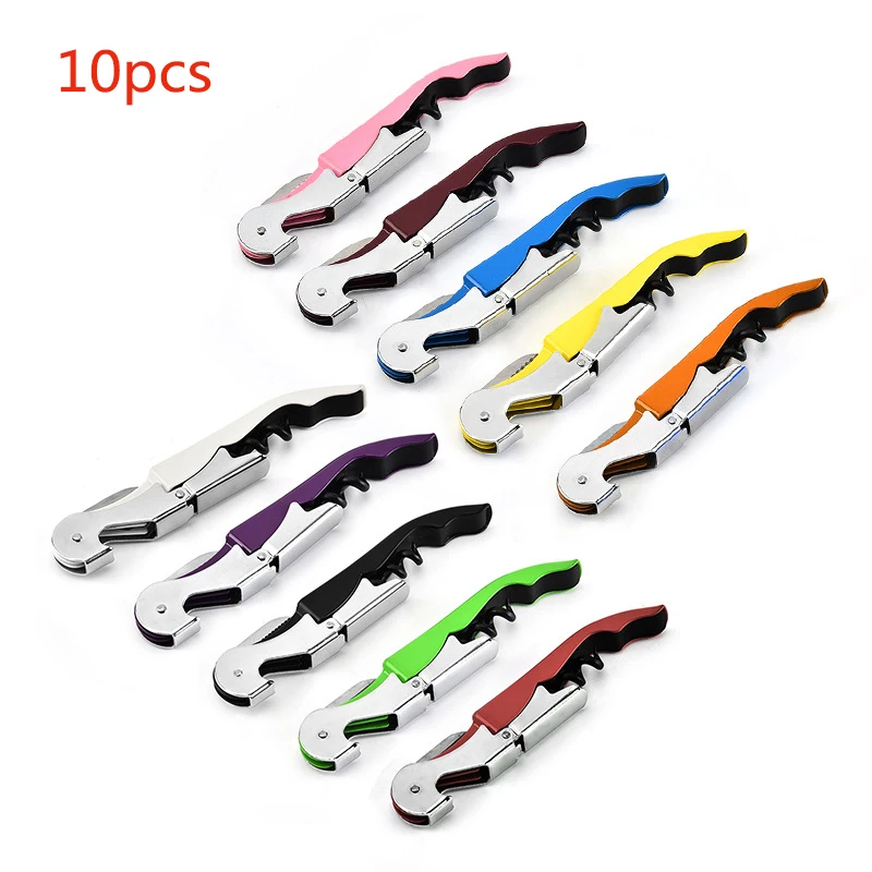 

10Pcs/Lot Multi-Functional 2 in 1 Bottle Openers Stainless Wine Cork Screw Corkscrew Beer Kitchen Gadget Bar Accessories