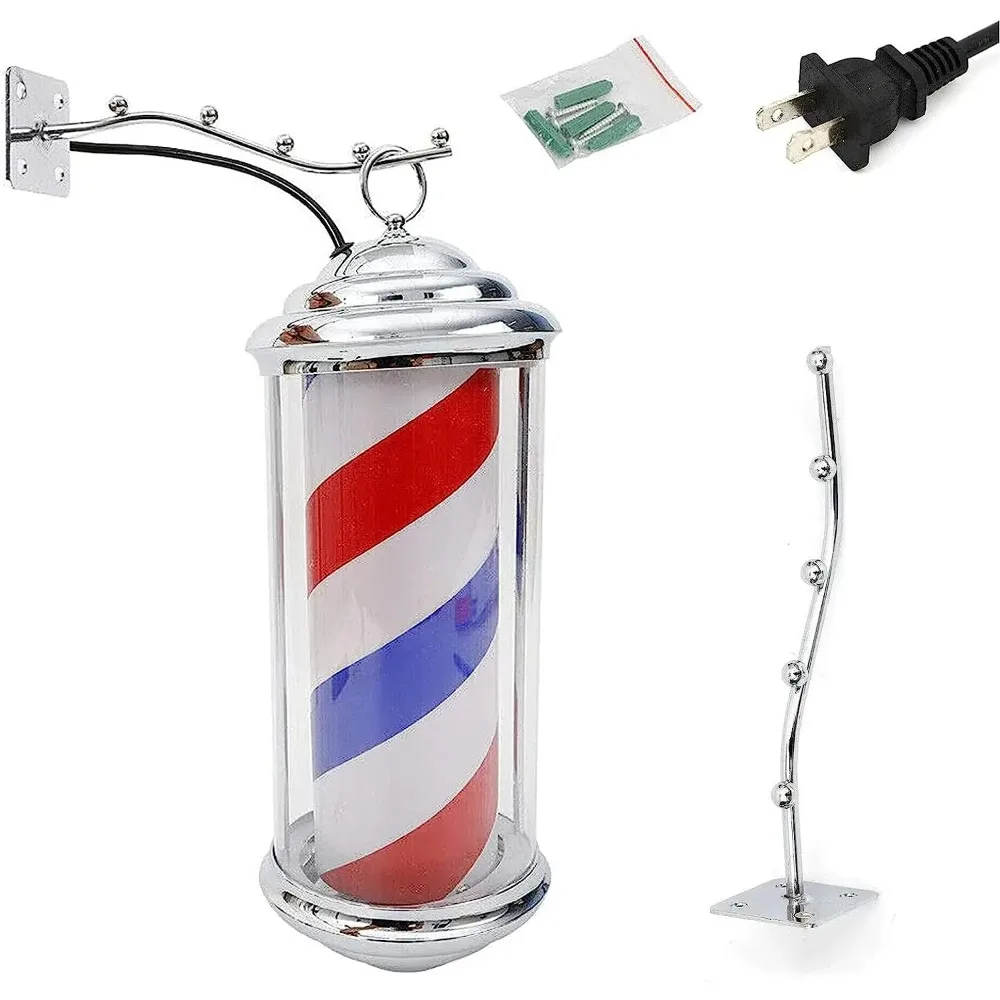 Salon Led Light Outdoor Party Salon Pole Light Rotating Hair Sign Light Stripes With Hanging Bracket Barbershop Accessories