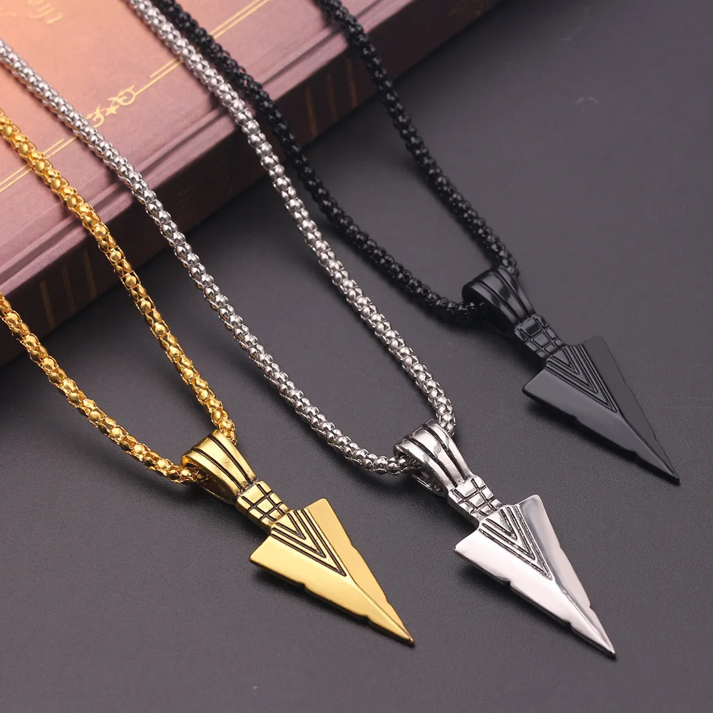 Hot-Selling Personalized Triangular Spearhead Men's Alloy vintage Arrow Necklace Pendant Wholesale, Versatile Jewelry