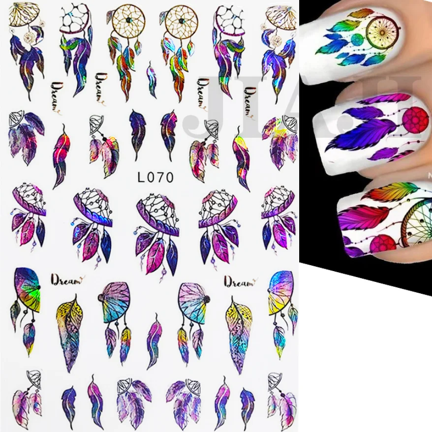 3D Eye Mushroom Nail Sticker Laser Shining Adhesive Stickers for Nails Lip Flowers Nail Art Decoration Aurora Silver Design