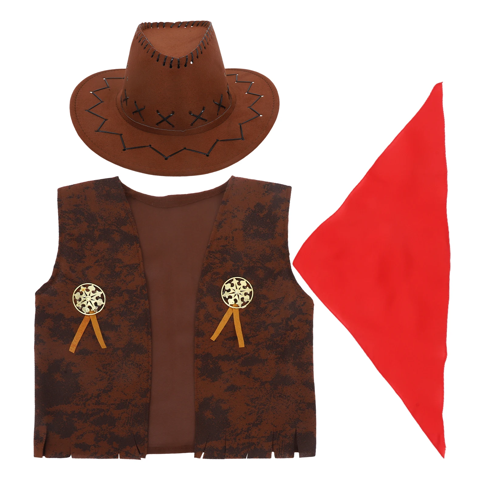 

Halloween Denim Dance Costumes Boy Cowboy Outfit for Boys Non-woven Fabric Bandana Handkerchief Headband