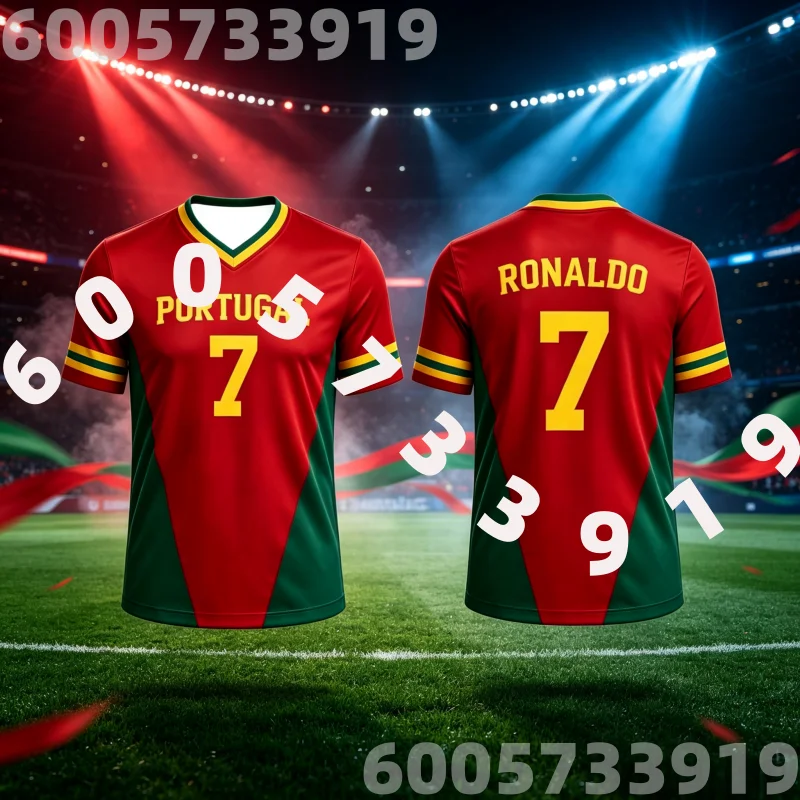2026 New Red-Green Contrast Sports T-Shirt,Men Women Portugal Soccer Fan Version,Daily Casual Hiking Quick Dry Family Kids Tees