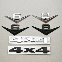 3D Metal Chrome Black V6 V8 4x4 Car Sticker Rear Trunk Badge Emblem Decals For Jeep BMW Audi Ford Nissan Etc Auto Accessories