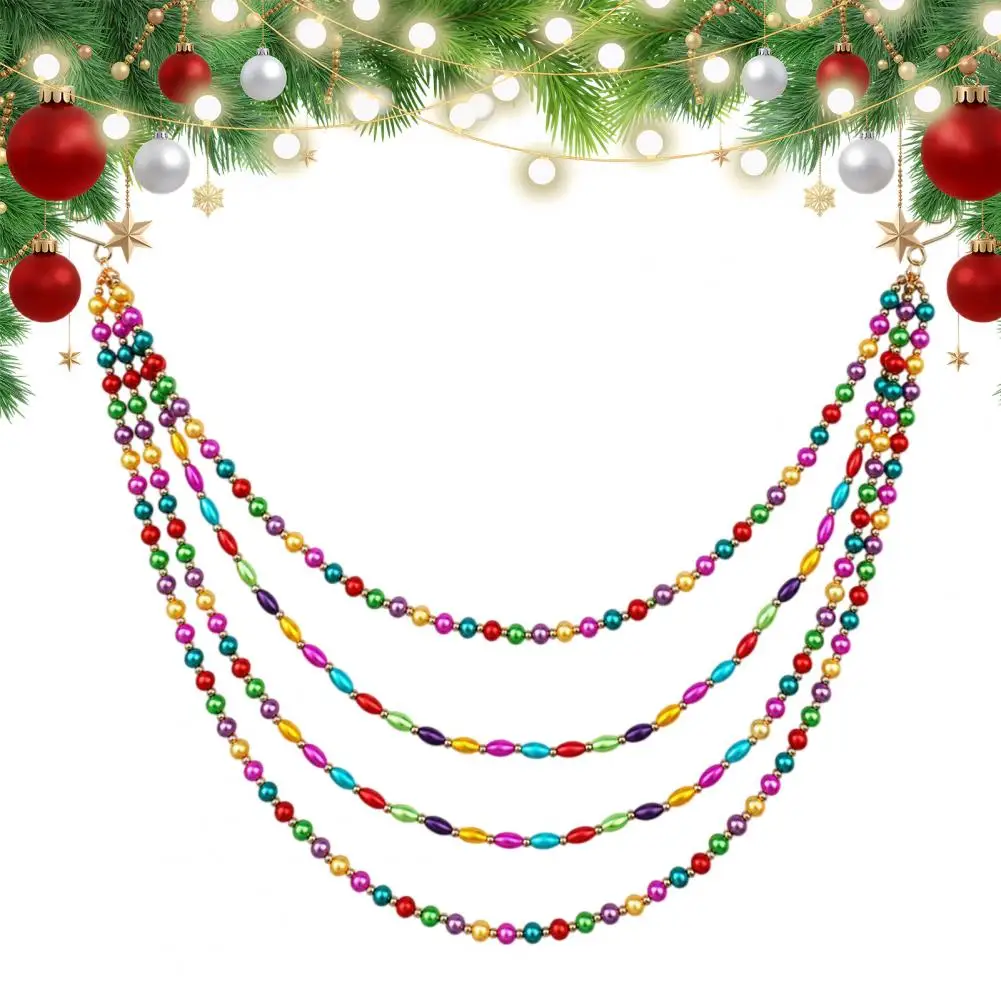 Christmas Tree Bead Garland Decorative Beaded Strands for Fireplace Christmas Colorful Beaded Ornament Multi-layer Xmas for Home