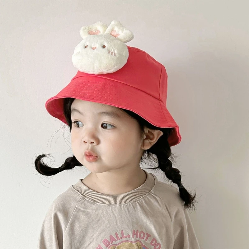 

Outdoor Travel Sun Hat Child Fisherman Hat for Infant Toddler Baby Boy Girl Big Brim Cap Basin Hat Cartoon Rabbit/Piggy Sunhat