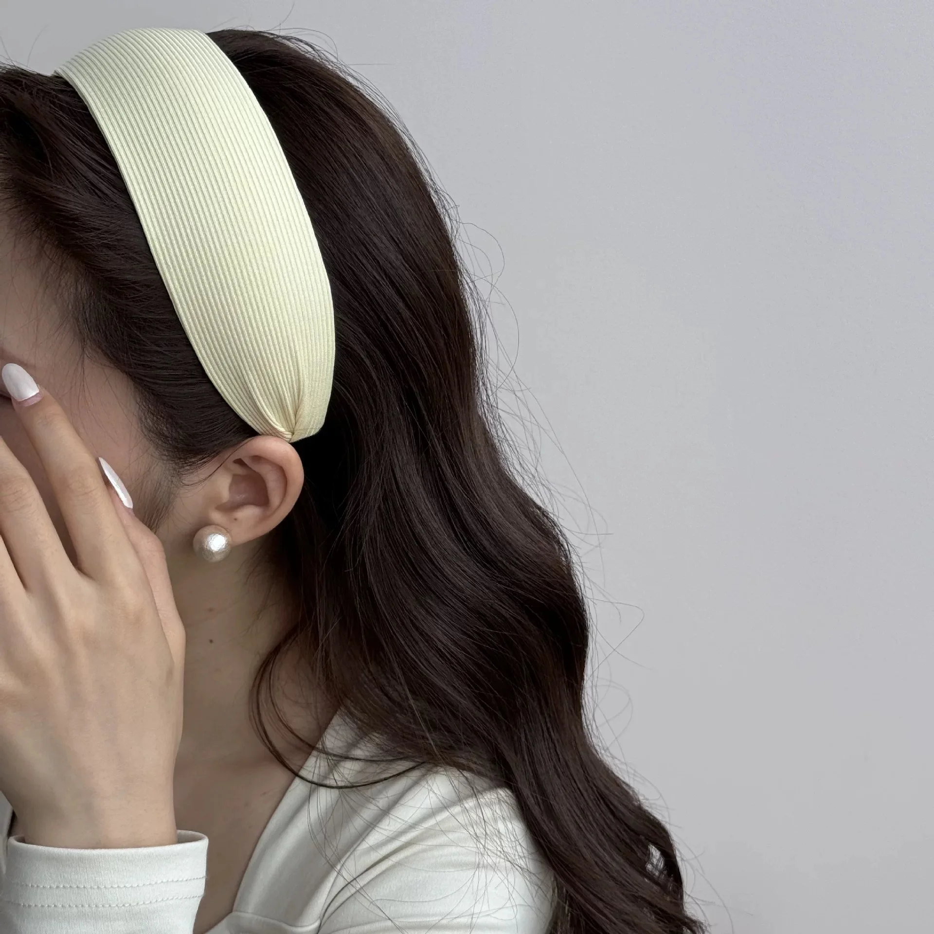 AWAYTR Fascia per capelli liscia in tinta unita Strisce intrecciate Cerchietto per capelli per ragazze Fascia per capelli con bordo largo Accessori per capelli Fascia per capelli