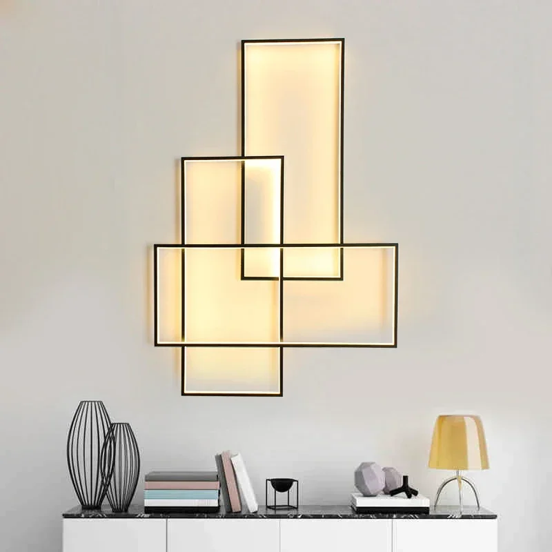 Imagem -02 - Moderna Geometria Led Lâmpada de Parede Luminária de Fundo Home Decor Quarto Luzes de Cabeceira Corredor Escada Sconce Sala