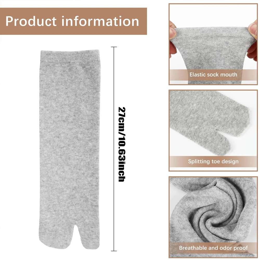 Women Japanese Kimono Flip Flop Sandal Split Two Toes Socks Tabi Geta Cotton Socks Solid Sweat-Absorbent Anti Odor Two-Toe Socks