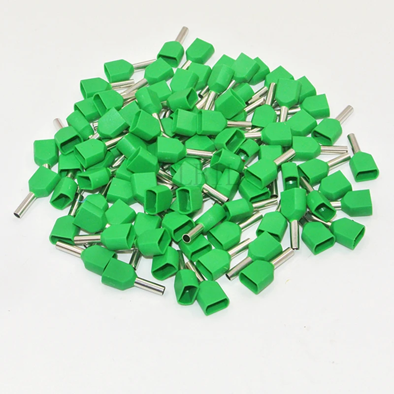 100PCS Red Copper Insulated Ferrules Cord End Crimp Terminal Double Wire Connector Pin Electrical Cable Connector