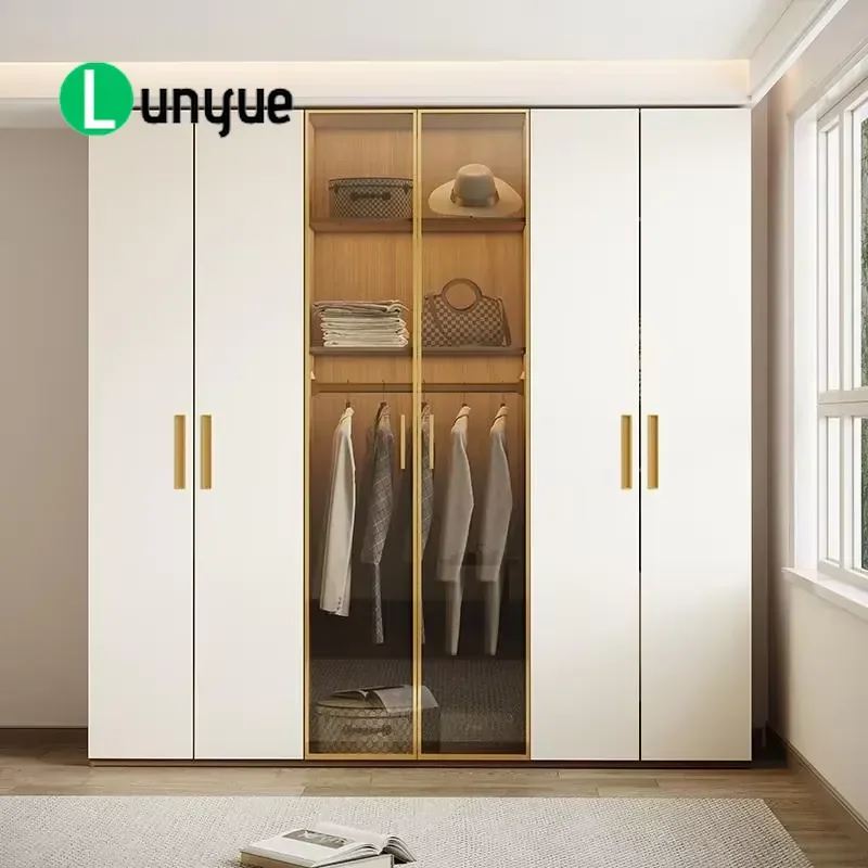 Modern Solid Wood Wardrobe with Mirror Velvet Lining Jewelry Compartments Adjustable Design for Bedroom Dressing Room Storage