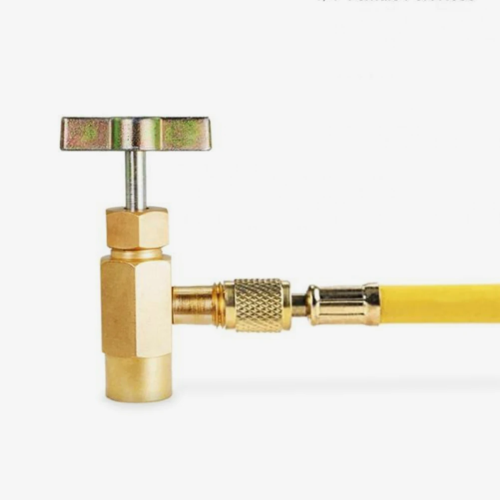 

Refrigerant Can Adapter Fitting R134A Self-Sealing Car Ac Hose Connector Heavy Duty Brass Split Valve Converter For Reusable