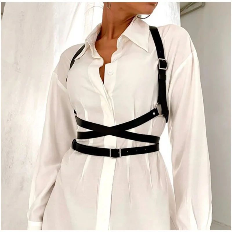 حزام مشد من جلد البولي يوريثان قابل للتعديل لصيف 2025 - مدرب خصر للنساء على الطراز القوطي الشرير محدد شكل الجسم فساتين بحزام علوي