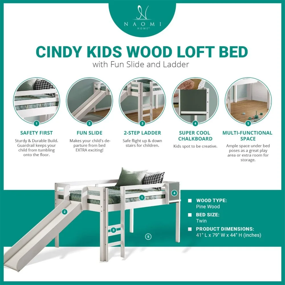 子供用松葉樹ベッドフレーム、子供用スペース節約
