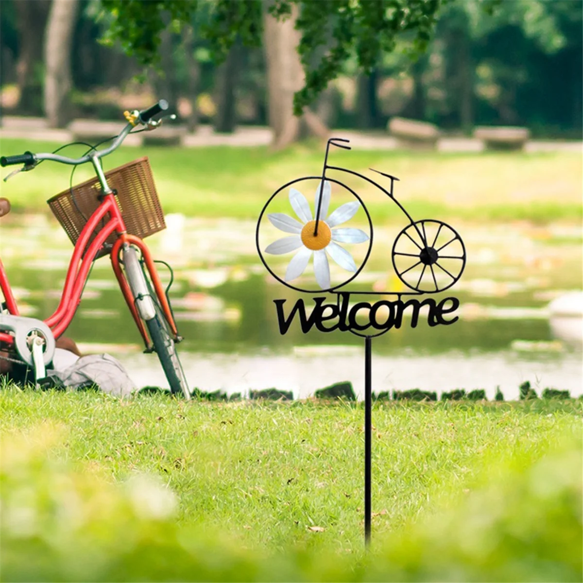 

Wind Spinner Metal 3D Windmill Welcome Sign Stakes Front Door Decor Bike Stand Craft Outdoor Yard & Garden Accessoriess