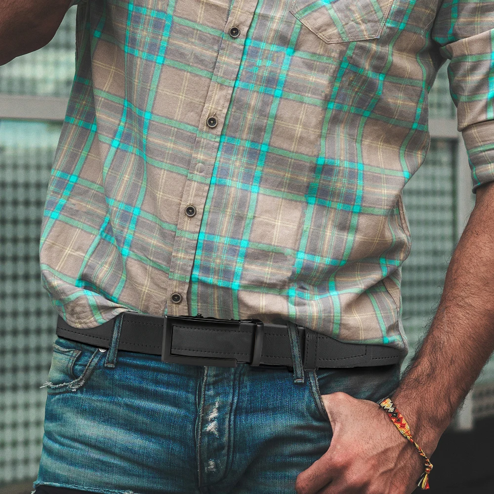 New Fashion Men's Belt Toothless Automatic Buckle Belt Alloy Letter Button for Business Fashion High Quality Men'Strap