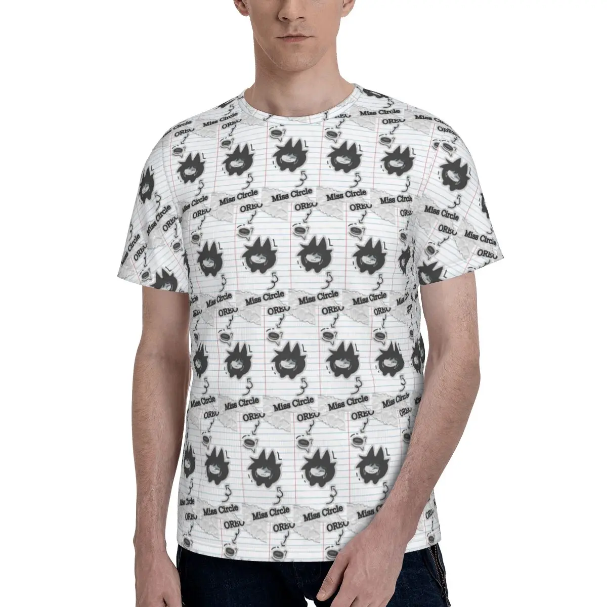 Miss Circle Cartoon T-Shirt for Men Cotton T Shirts Men's Tees Short Round Neck Summer Clothes Tops