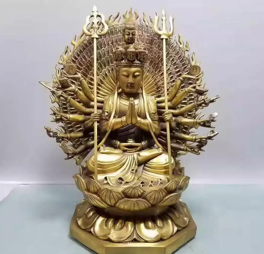 Metal sitting thousand handed Guanyin 27 * 17 * 33 * cm ornament decoration, home, office, cultural and creative ornaments