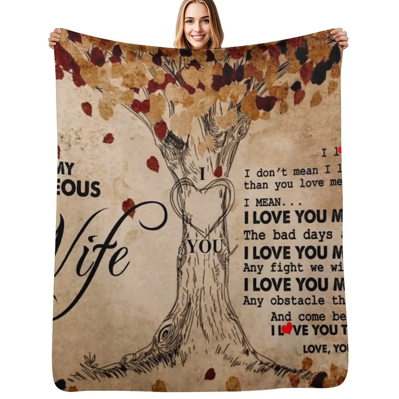 To My Gorgeous Wife I Love You More Than, Valentine Gift For Wife Throw Blanket Hair Luxury Thicken Sofas Blankets