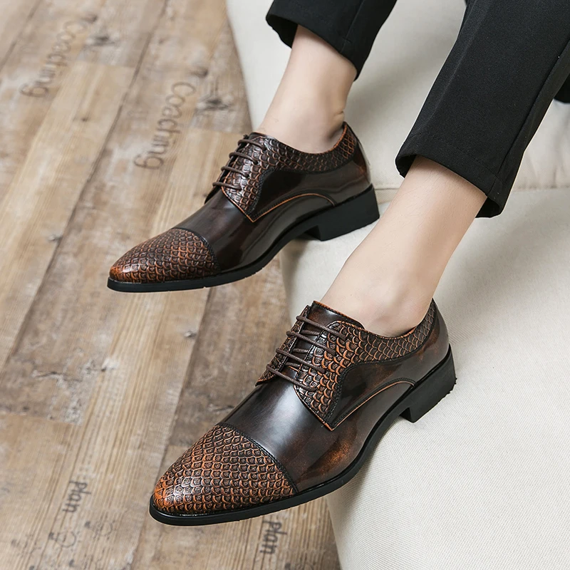 

Мужская кожаная обувь, британские лоферы с острым носком, повседневная обувь, мужская кожаная деловая модная обувь для мужчин