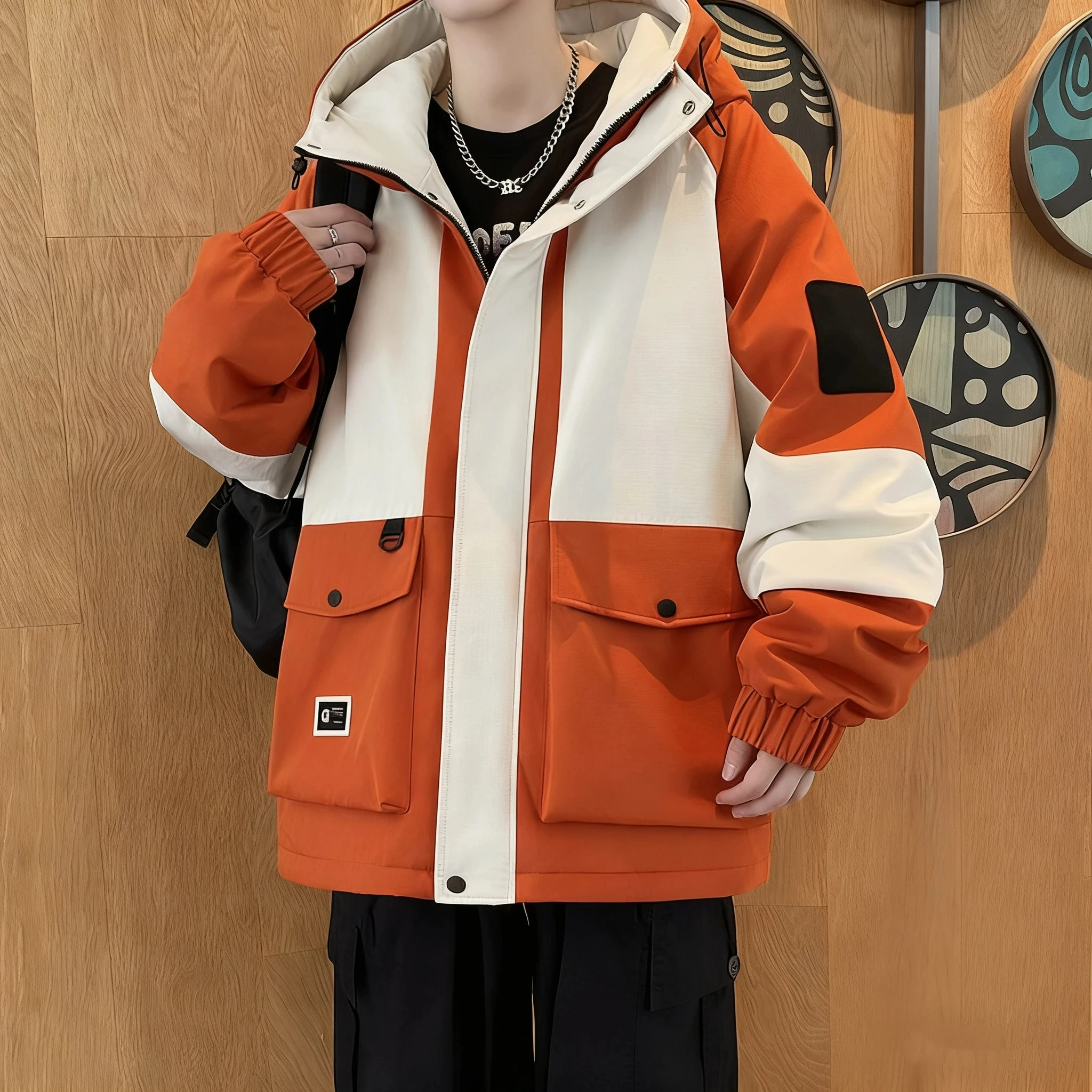 

Мужская рабочая одежда, куртка с капюшоном, утолщенное универсальное пальто на флисовой подкладке, американская уличная куртка-карго для подростков и мужчин