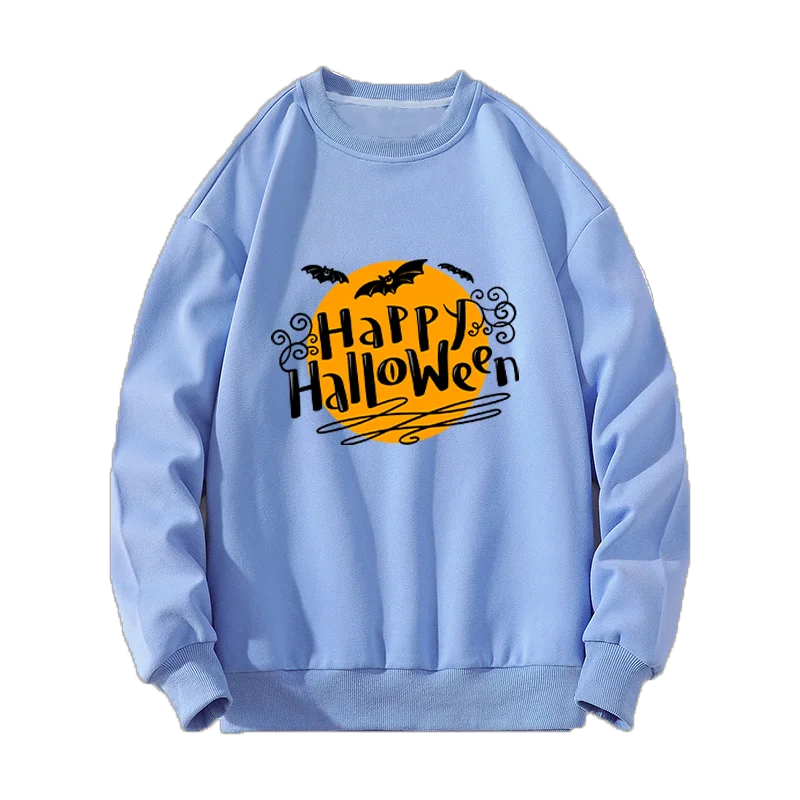 Fashion Halloween Pattern Print Crew Neck Sweater Casual Sports Outdoor Cute Long Sleeve Sweatshirt
