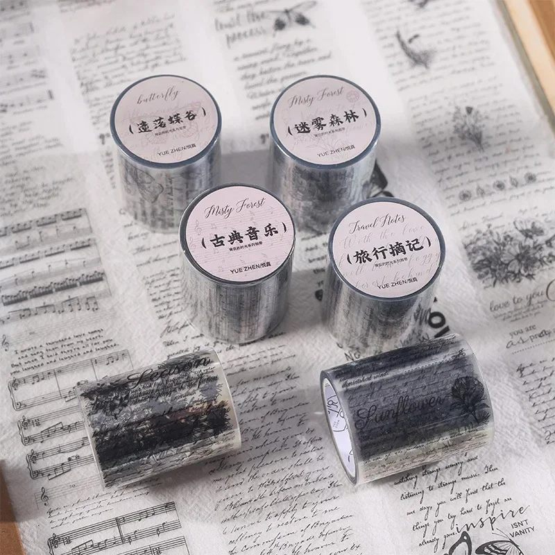 50mm*3m Vintage Letters PET Tapes Sticker Decorative collage Adhesive Diy Scrapbooking hand made Masking tape