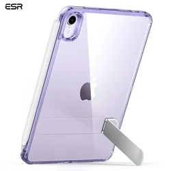 ESR-Kickstand Case for iPad Mini 6（2021) Mini 7(2024) Hybrid Protection Clear Back Cover with Stand Support Pencil Pro & Pencil