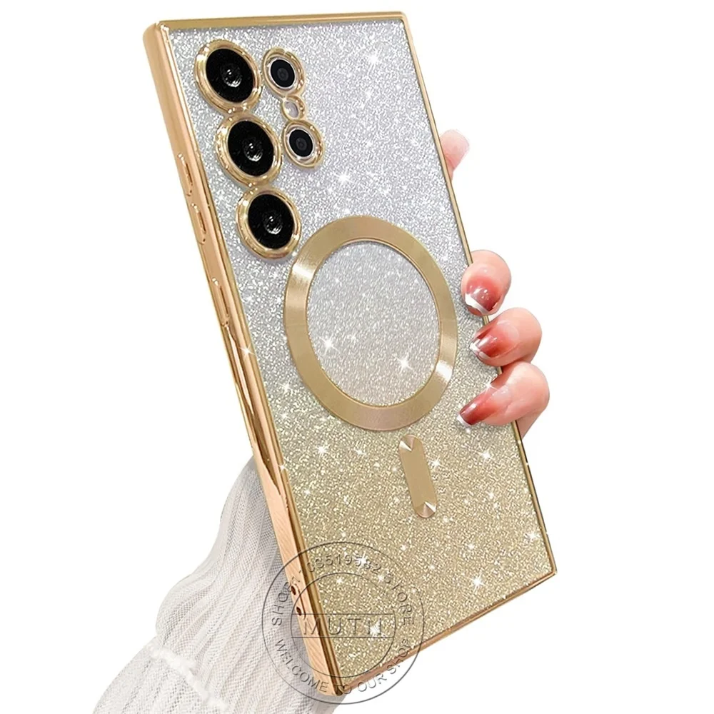 For Samsung Galaxy S24FE S23FE S21FE S20FE S20 S21 S22 S23 S24 S25 Plus Note20 Ultra FE Glitter Case Magsafe Soft Bling Cover - náhled 5